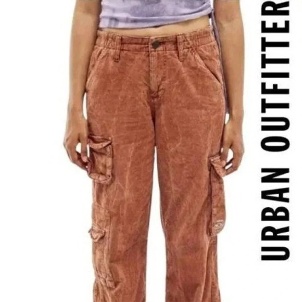 BDG Urban Outfitters Corduroy Cargo‎ Pants Rust Orange Wide Leg Women's Size S - Picture 2 of 12